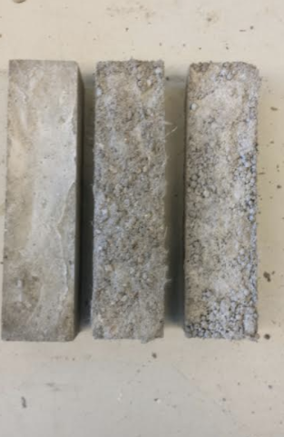 Het testbeton, waarmee werd gecontroleerd dat het superbeton ook daadwerkelijk sterker was.